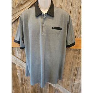 Travis Mathew 2XL XXL mens pima cotton grey pocket polo soft EUC w/ club logo